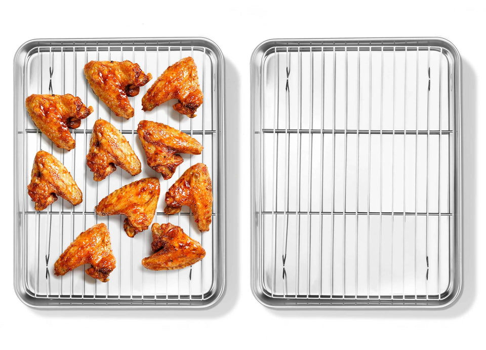 Homikit quarter sheet pan with rack set assembly view ideal for organized baking