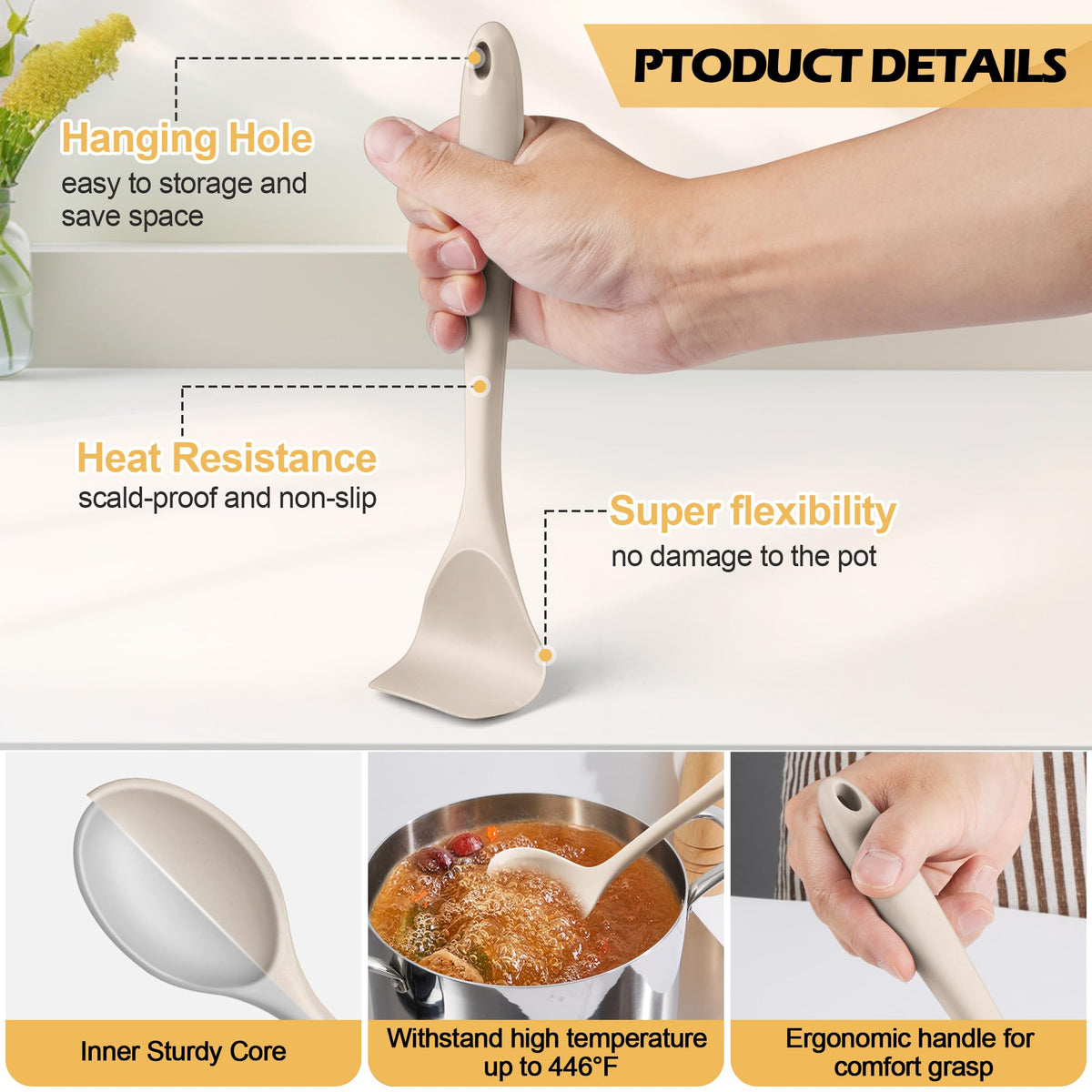 Homikit silicone ladle ideal for hot soups and sauces