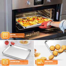 Homikit stainless steel baking tray with mirror finish for quick release.