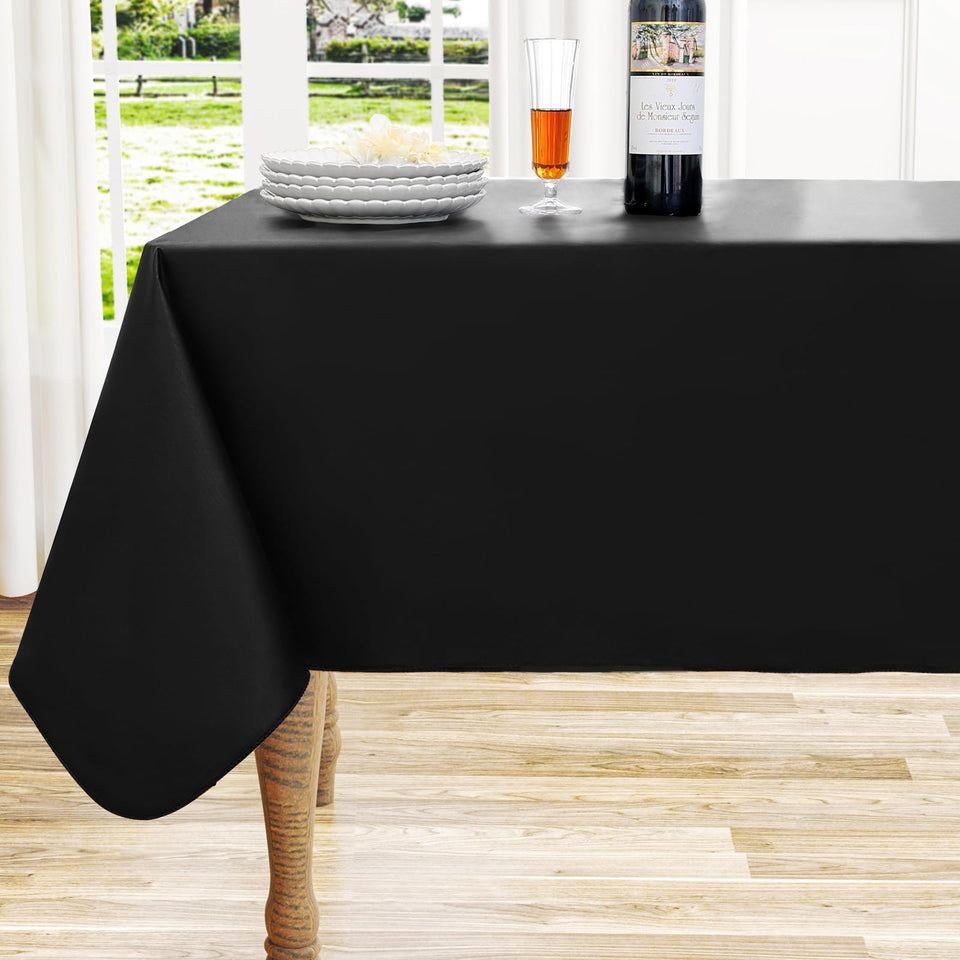 Homing Rectangle Vinyl Tablecloth with waterproof surface protects the table from spills.