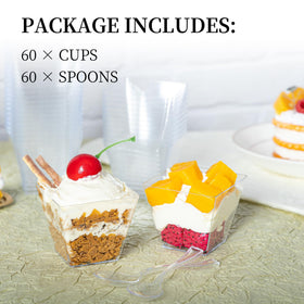 HOMIP BPA-free clear cups showcase dessert layers for appealing photos.