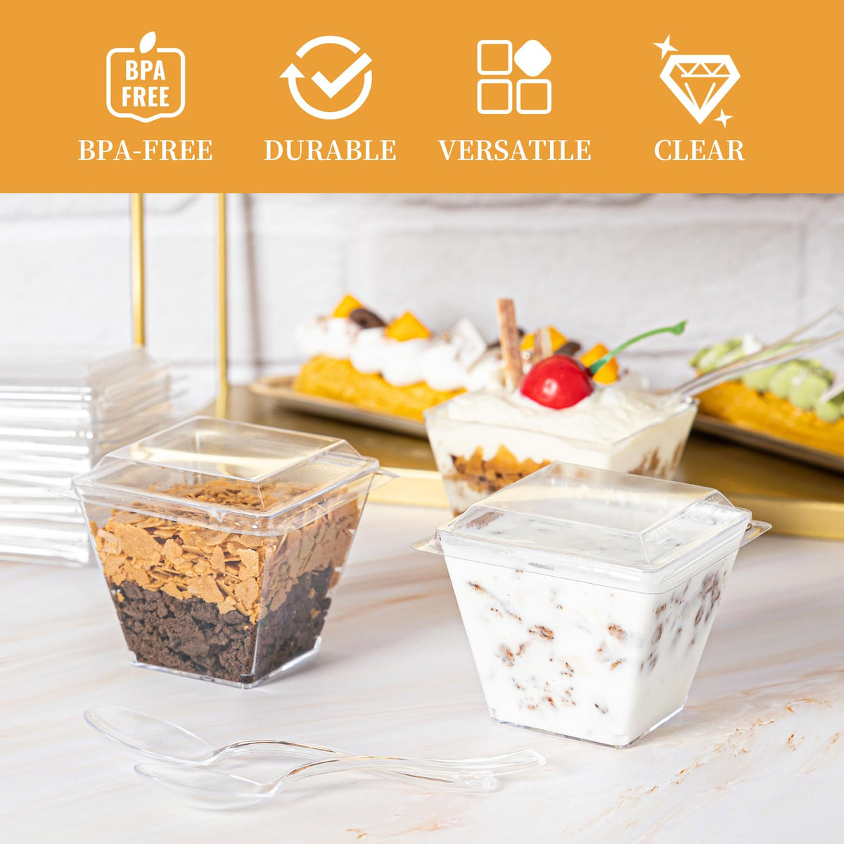 HOMIP BPA-free, food-grade plastic dessert cups for safe, sturdy servings.