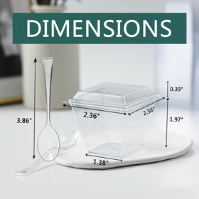 HOMIP clear square dessert cups with lids, elegant presentation and secure storage.
