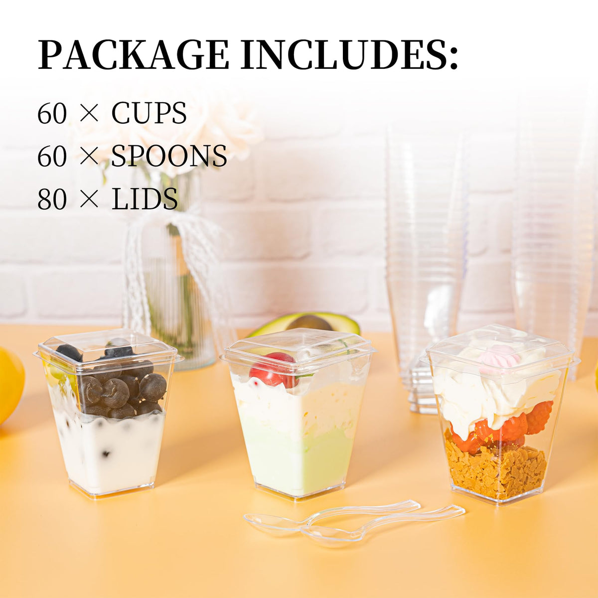 HOMIP leak-proof lids secure transport of desserts and prevent spills.