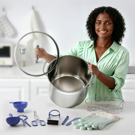 HOMKULA complete canning kit stores neatly in a compact kitchen setup