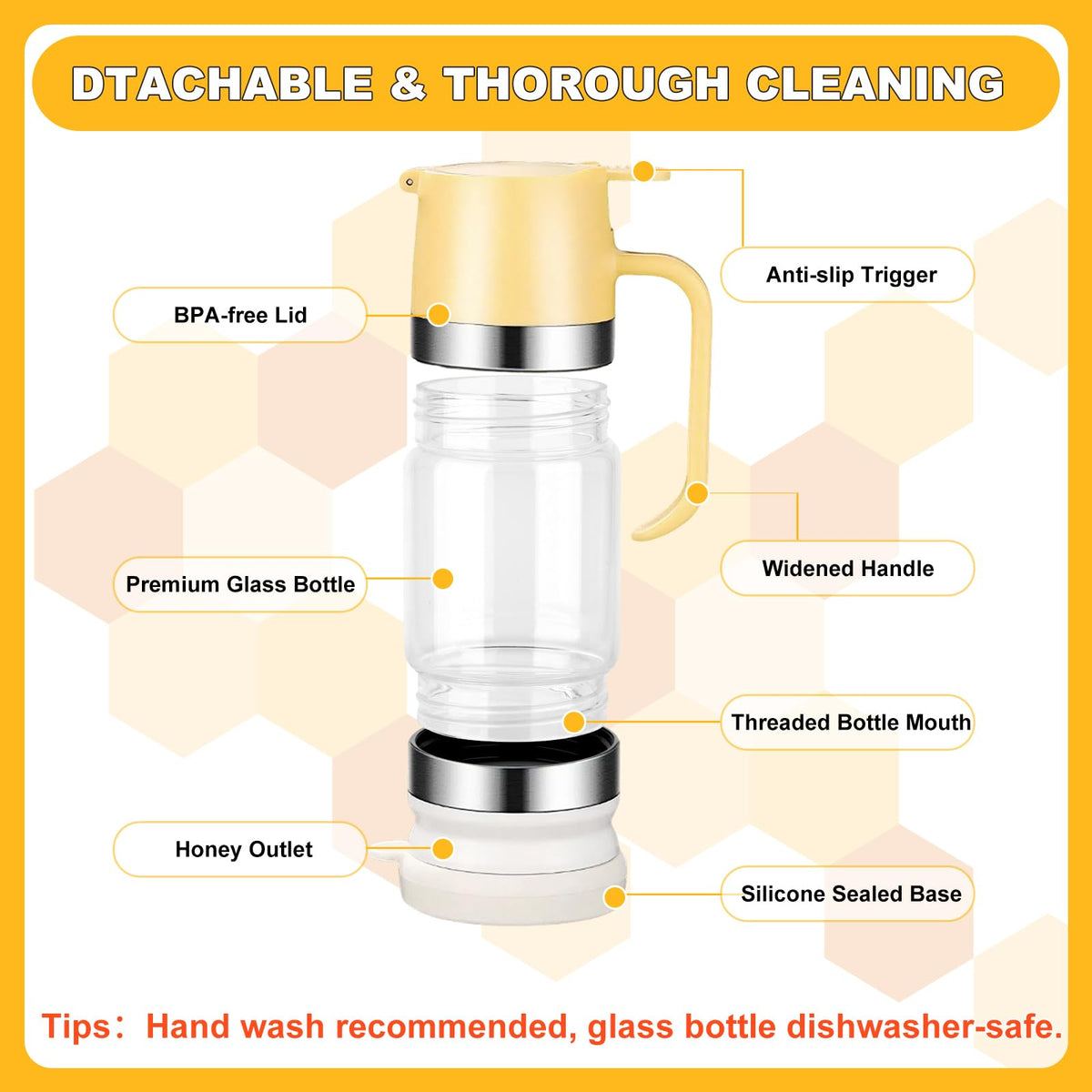 HOMKULA glass bottle is easy to fill and clean for daily use