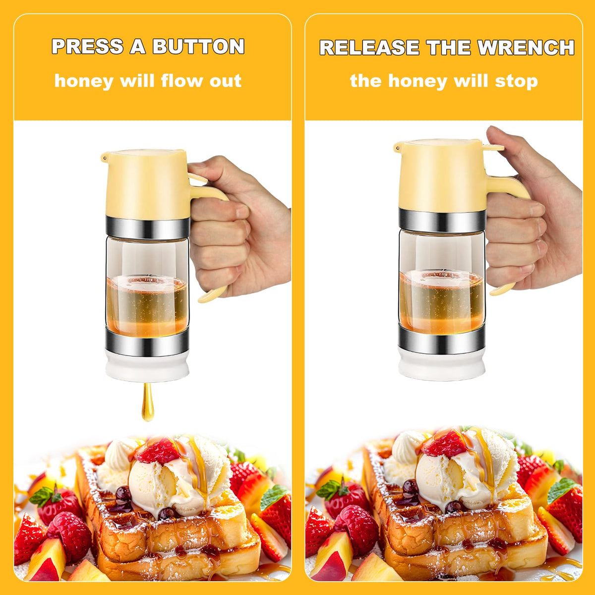 HOMKULA dispenser works with syrup, coffee, and salad dressings