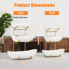 Homkula gold metal stand elevating the three tier fruit display