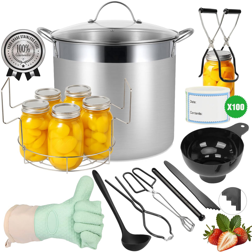 HOMKULA stainless steel canning pot with rack and lid for home preservation