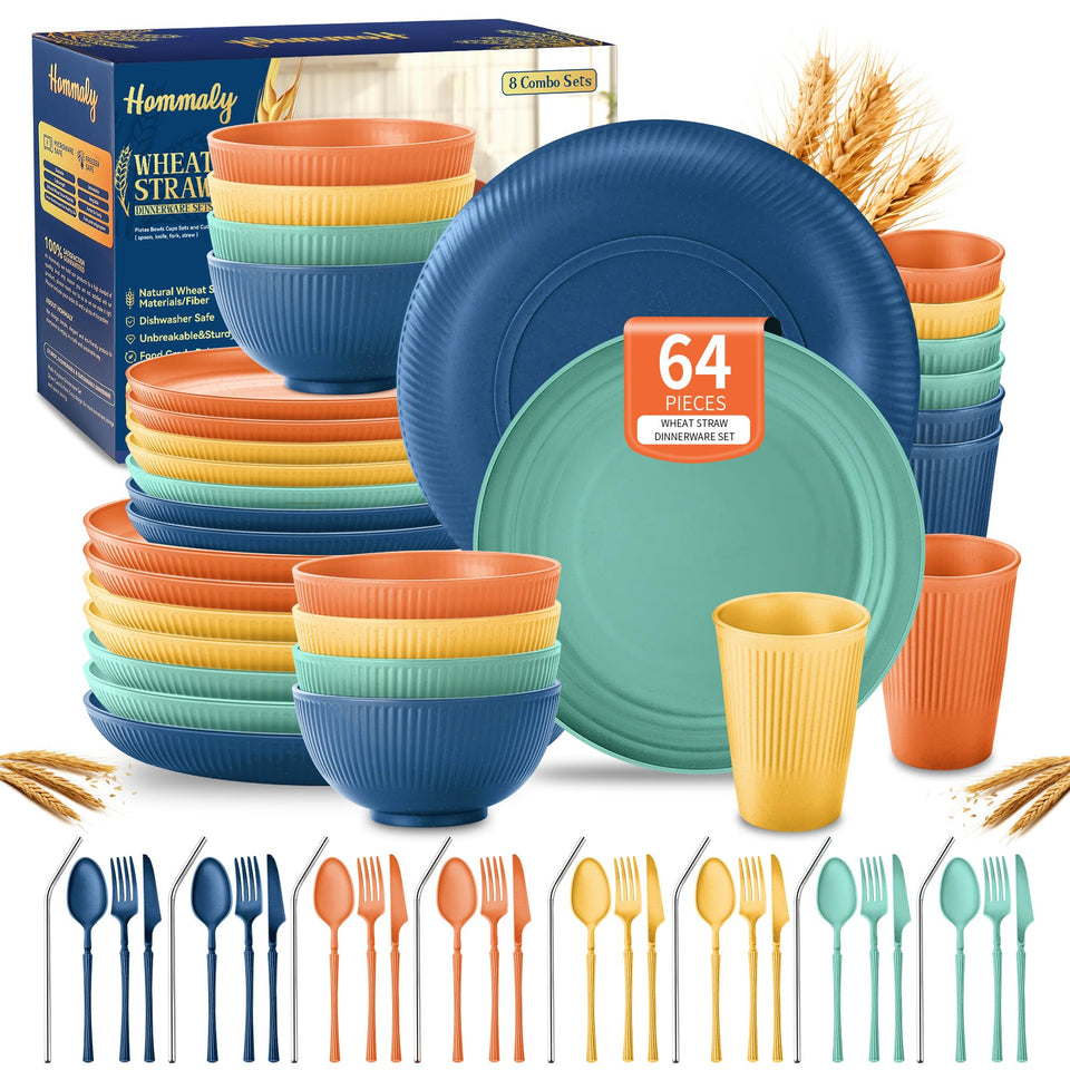 Hommaly wheat straw dinnerware plates are lightweight and durable for daily meals.