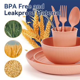 Hommaly beige wheat straw dinnerware packaging and travel-ready presentation.