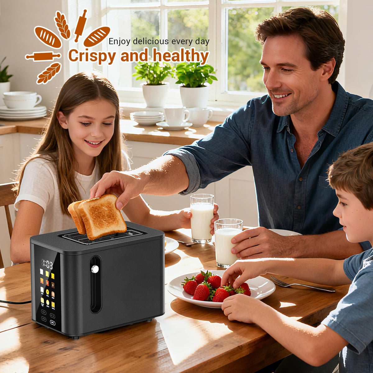 Hommater built-in cord storage keeps countertops neat.