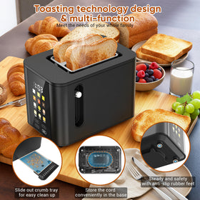 Hommater removable crumb tray simplifies cleanup after toasting.
