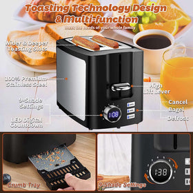 Hommater Toaster 9 browning levels for customized crispness