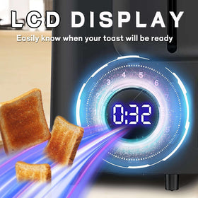 Hommater Toaster 2 Slice control panel with LCD countdown display