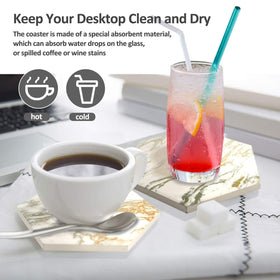 Hommtina gold holder keeps the coaster set neatly displayed