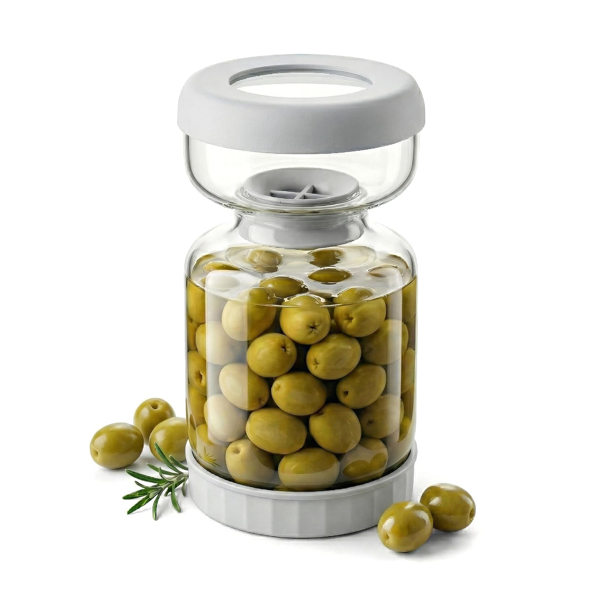 Homnoble pickle jar with hourglass strainer keeps brine separate for crunchier picks
