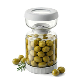 Homnoble pickle jar with hourglass strainer keeps brine separate for crunchier picks