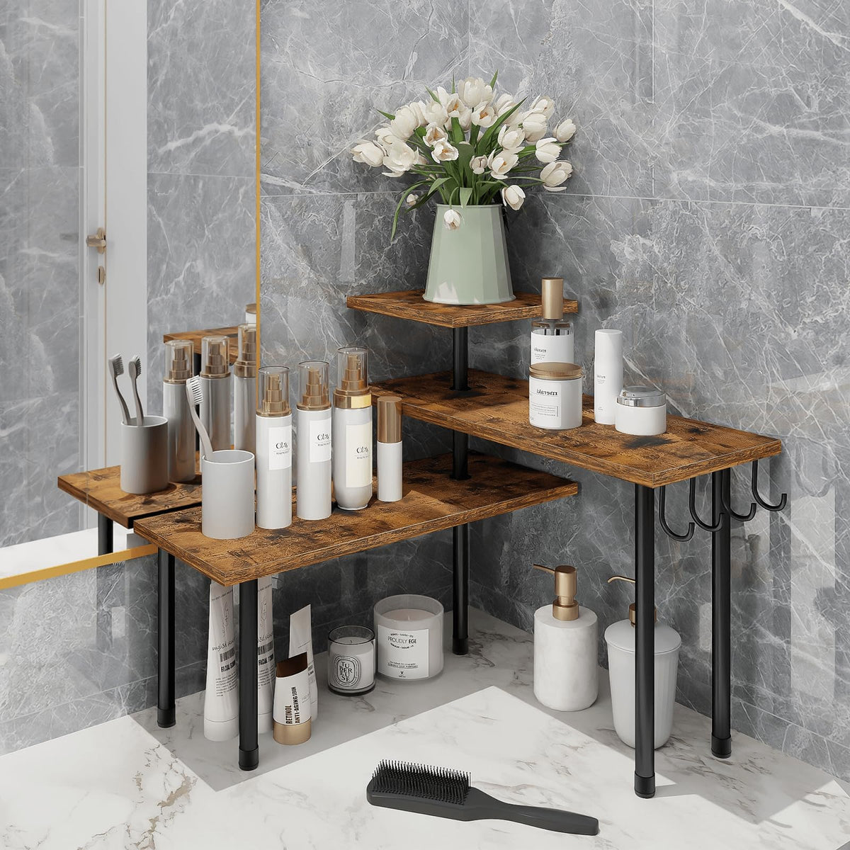 Homode coffee bar organizer creates a compact, tidy beverage station.