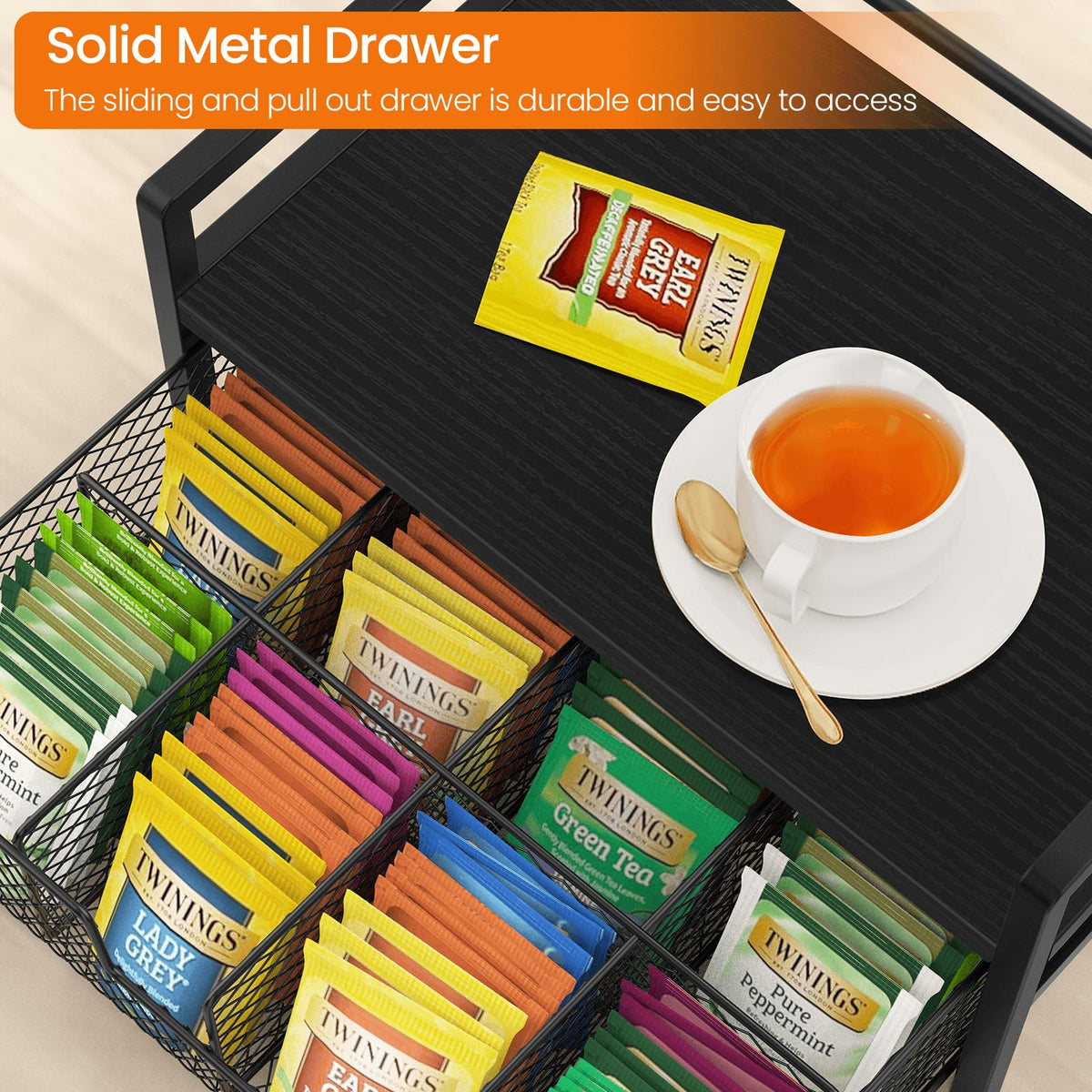 Homode durable particleboard frame provides sturdy storage for tea, coffee, or spices