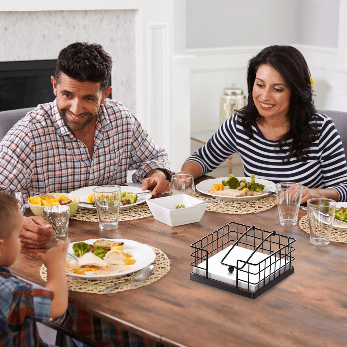 Homode napkin holder on dining table provides easy napkin access
