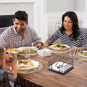Homode napkin holder on dining table provides easy napkin access