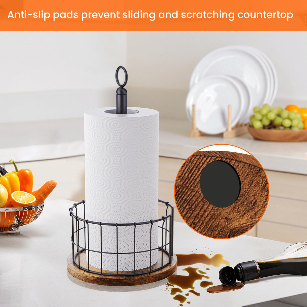 Homode paper towel holder anti-slip pads protect countertops