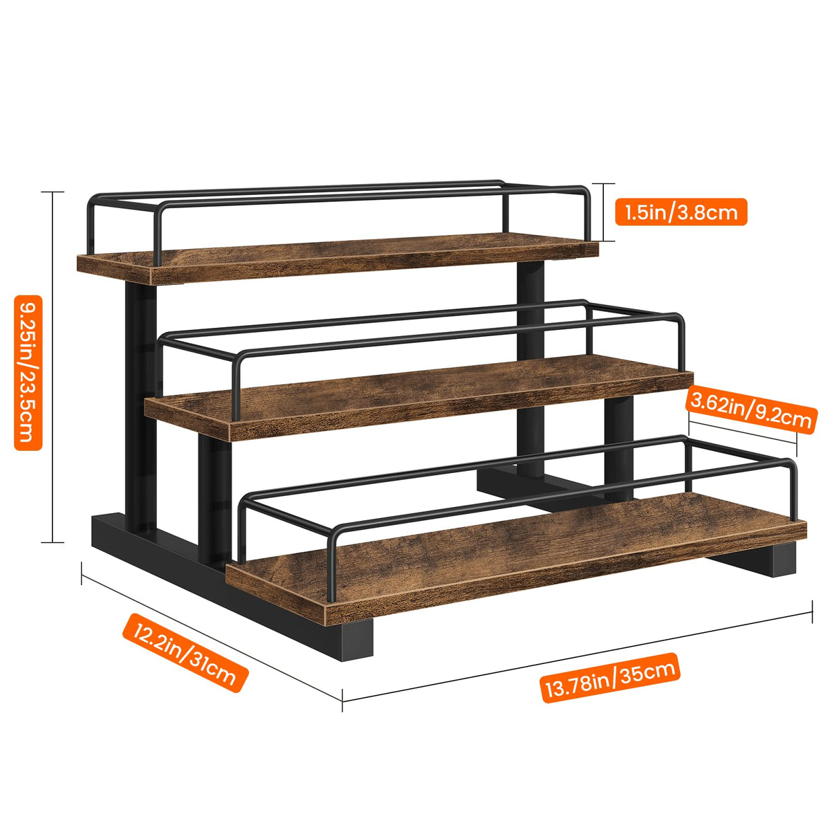 Homode rustic brown bar shelf stand with warm finish and sturdy construction.