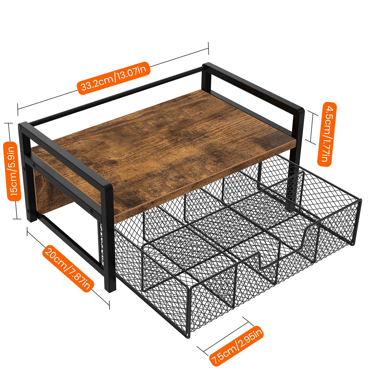 Homode tea bag caddy display stand for an organized counter.