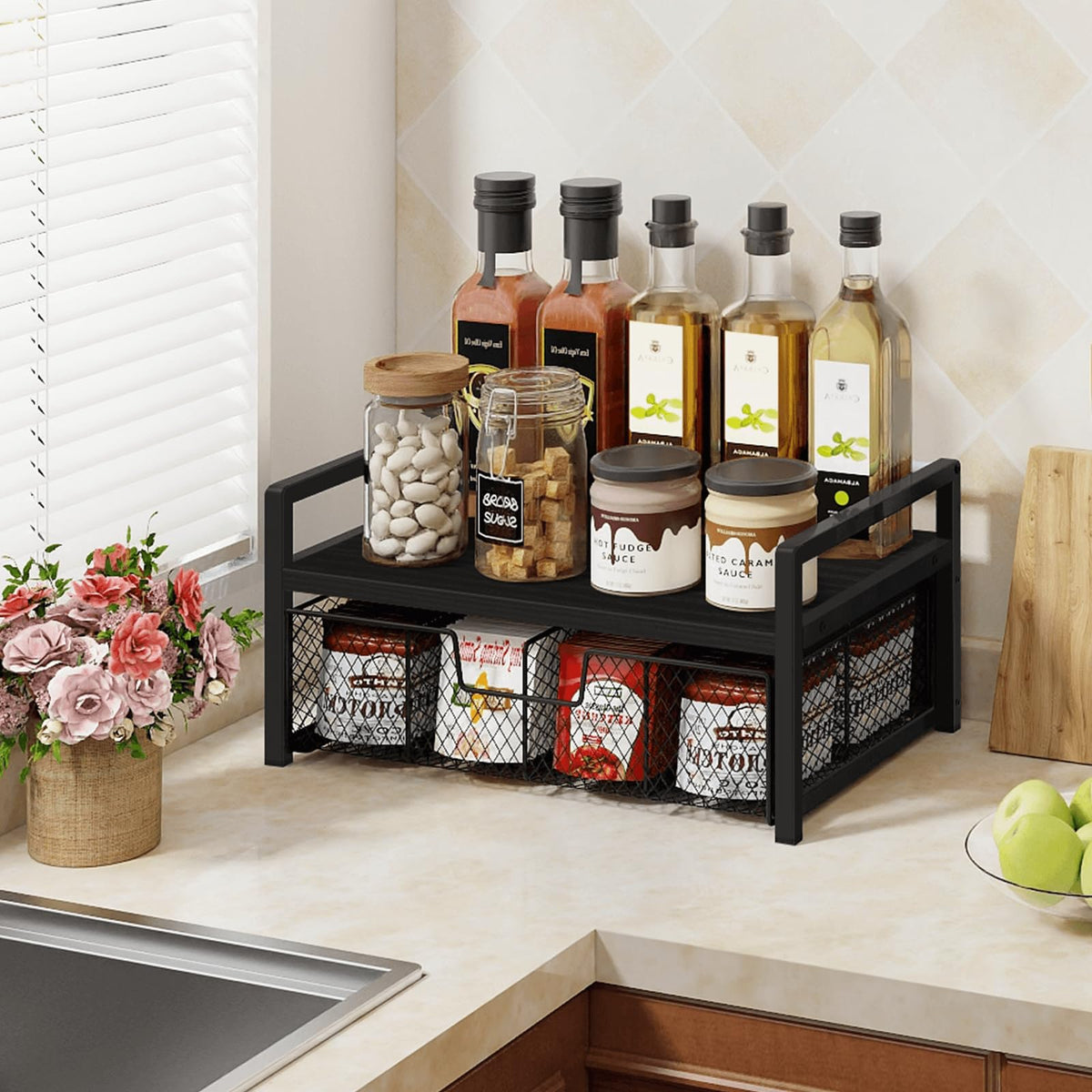 Homode eight-slot organizer separates tea collections for quick, tidy brewing prep