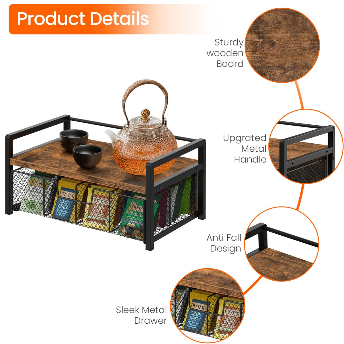 Durable Homode tea station on a countertop adds stylish display.