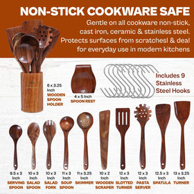HOMORIQ teak spoon rest on countertop helps keep surfaces clean