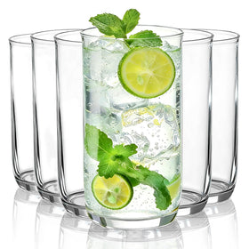 HOMQUEN 14oz highball glasses in crystal-clear PET, ideal for daily use