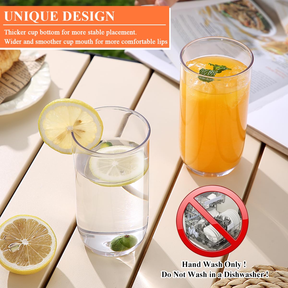 HOMQUEN BPA-free, shatterproof glasses for durable daily serving