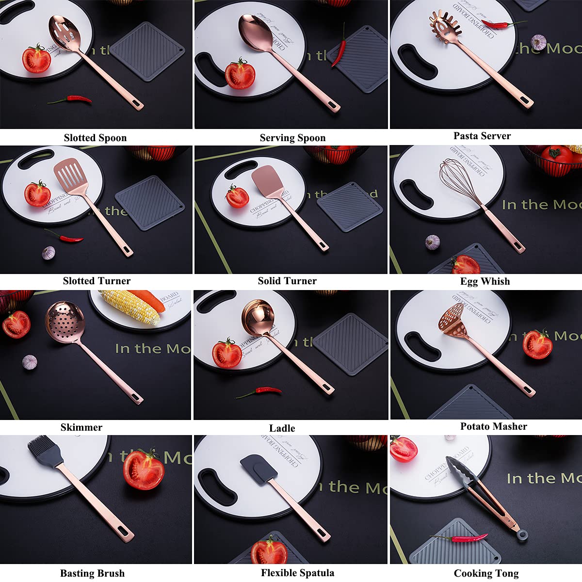 HOMQUEN copper potato masher with rose gold plating for smooth mashing