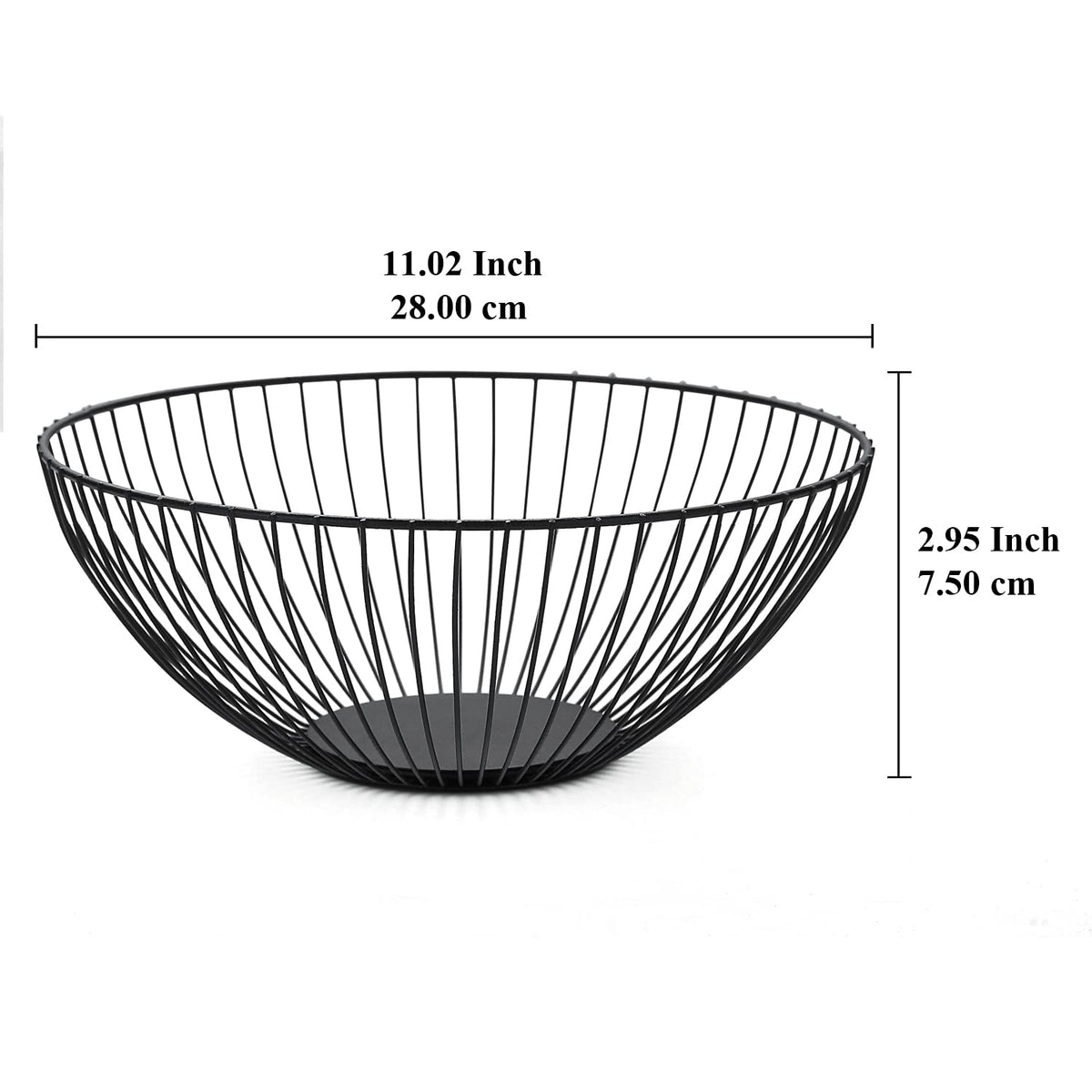 HOMQUEN round short black basket on countertop with produce for stylish storage