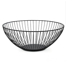 HOMQUEN fruit basket round short black on the counter keeps fruit accessible