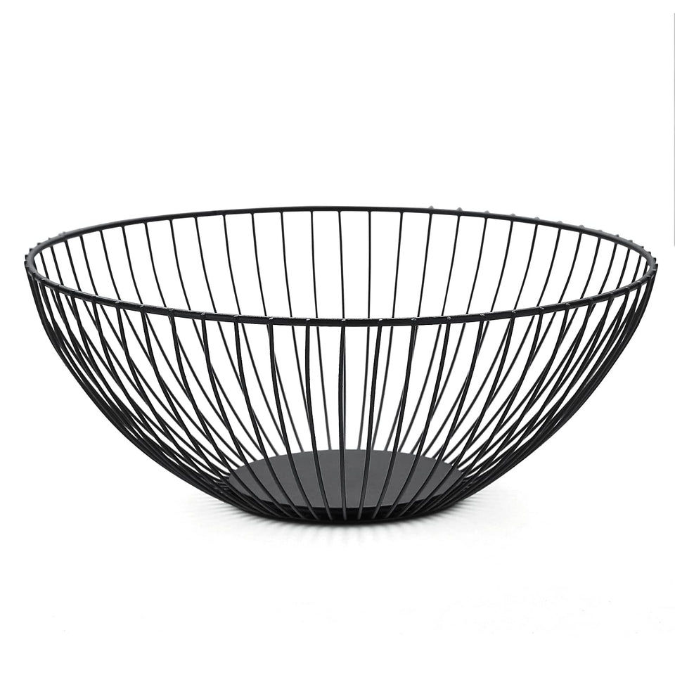 HOMQUEN fruit basket round short black on the counter keeps fruit accessible