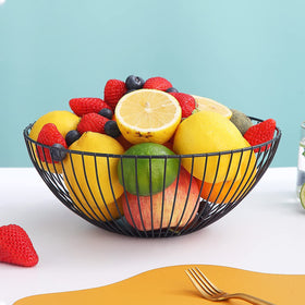 HOMQUEN stainless steel fruit basket close-up highlighting premium material