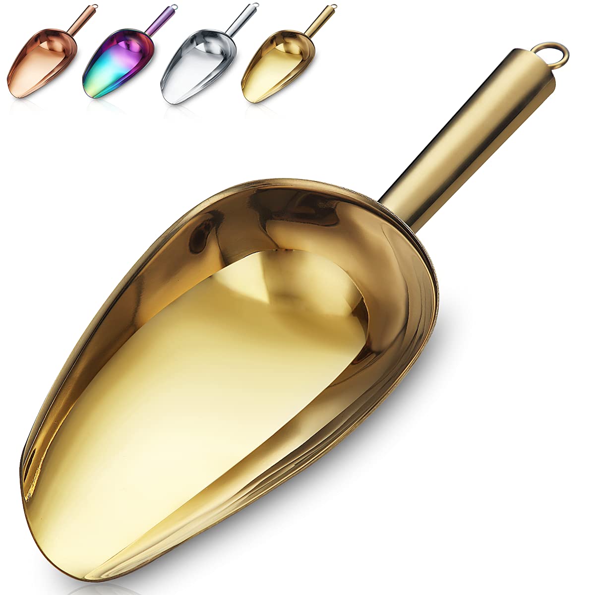 HOMQUEN Gold Ice Scoop tilted for elegant serving