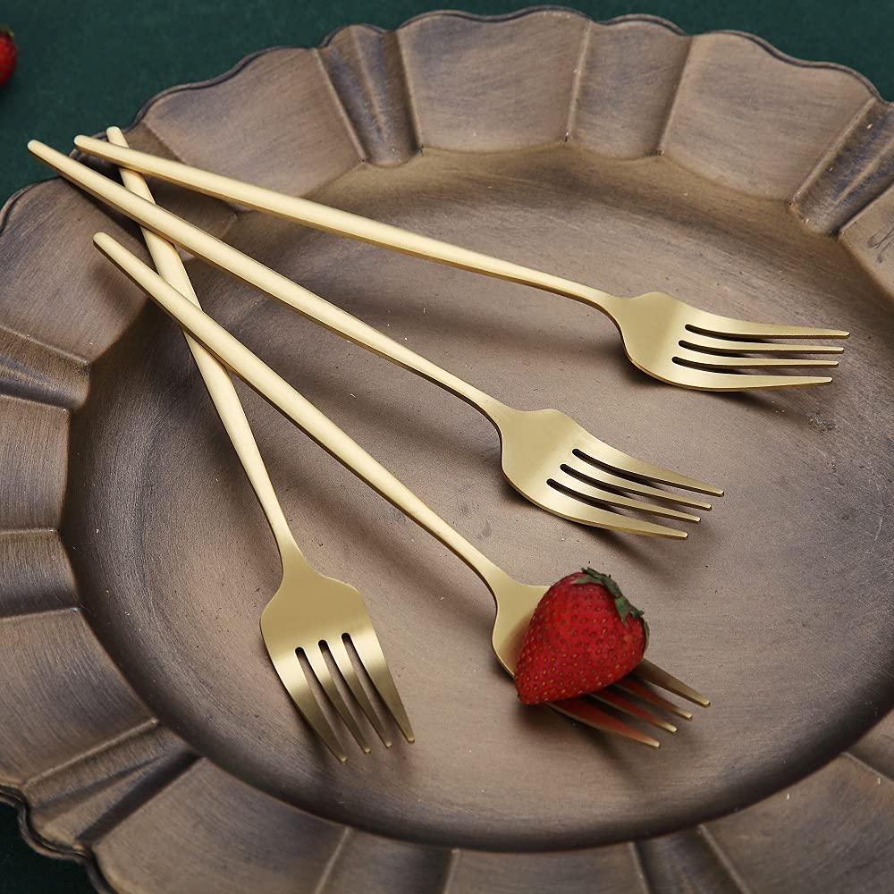 HOMQUEN gold-plated stainless forks protected by scratch-resistant matte finish