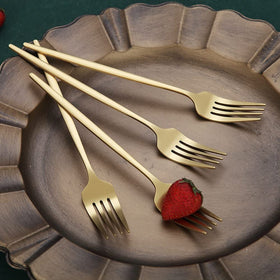 HOMQUEN gold-plated stainless forks protected by scratch-resistant matte finish