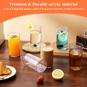 HOMQUEN PET clear plastic water glasses, BPA-free and kid-friendly