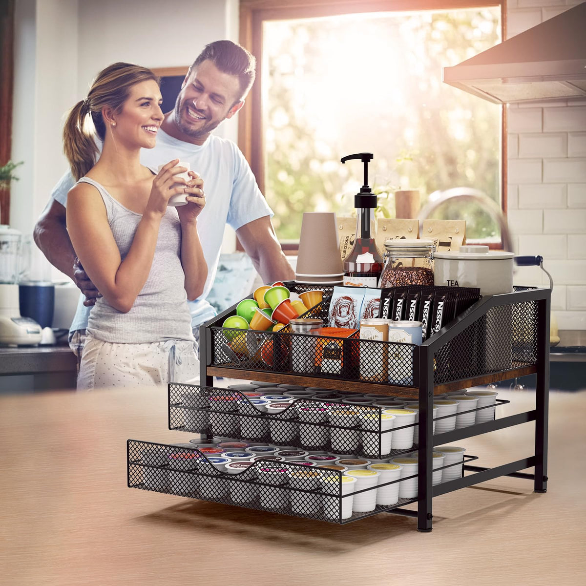 Homsorout stable non-slip feet secure the organizer on any countertop.