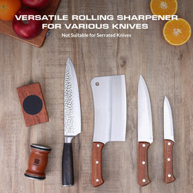 Homultop versatile sharpener suits chef, santoku, and slicing knives.