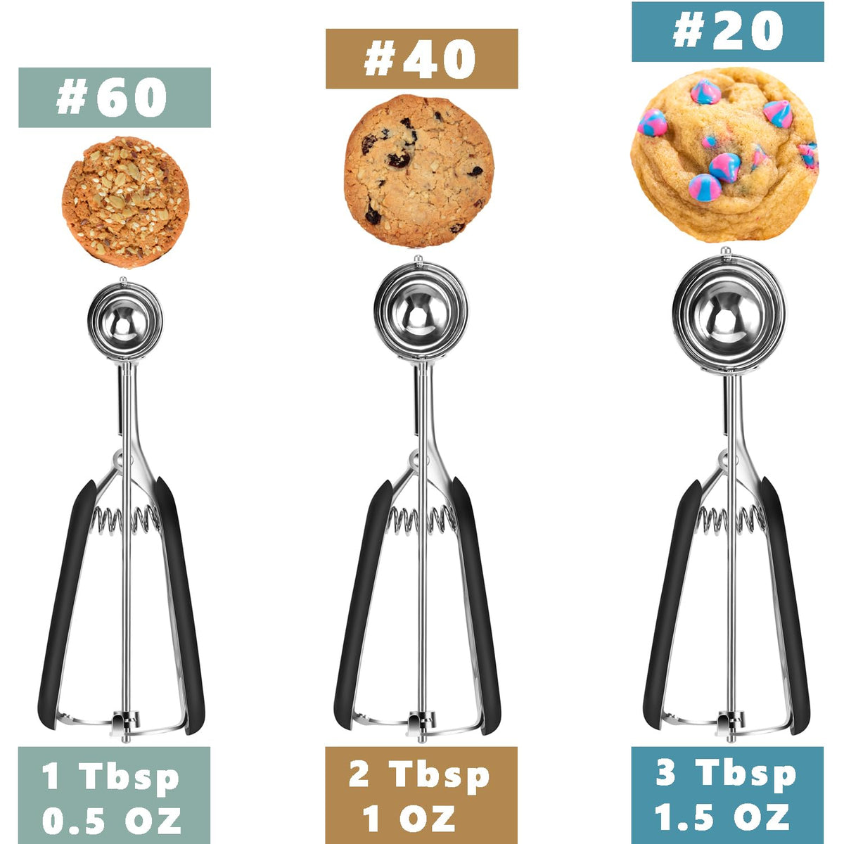 HOMURE H 2 Tbsp scoop enables balanced portions for even baking.