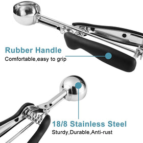 HOMURE H spring-trigger scoop reduces wrist strain during dough release.