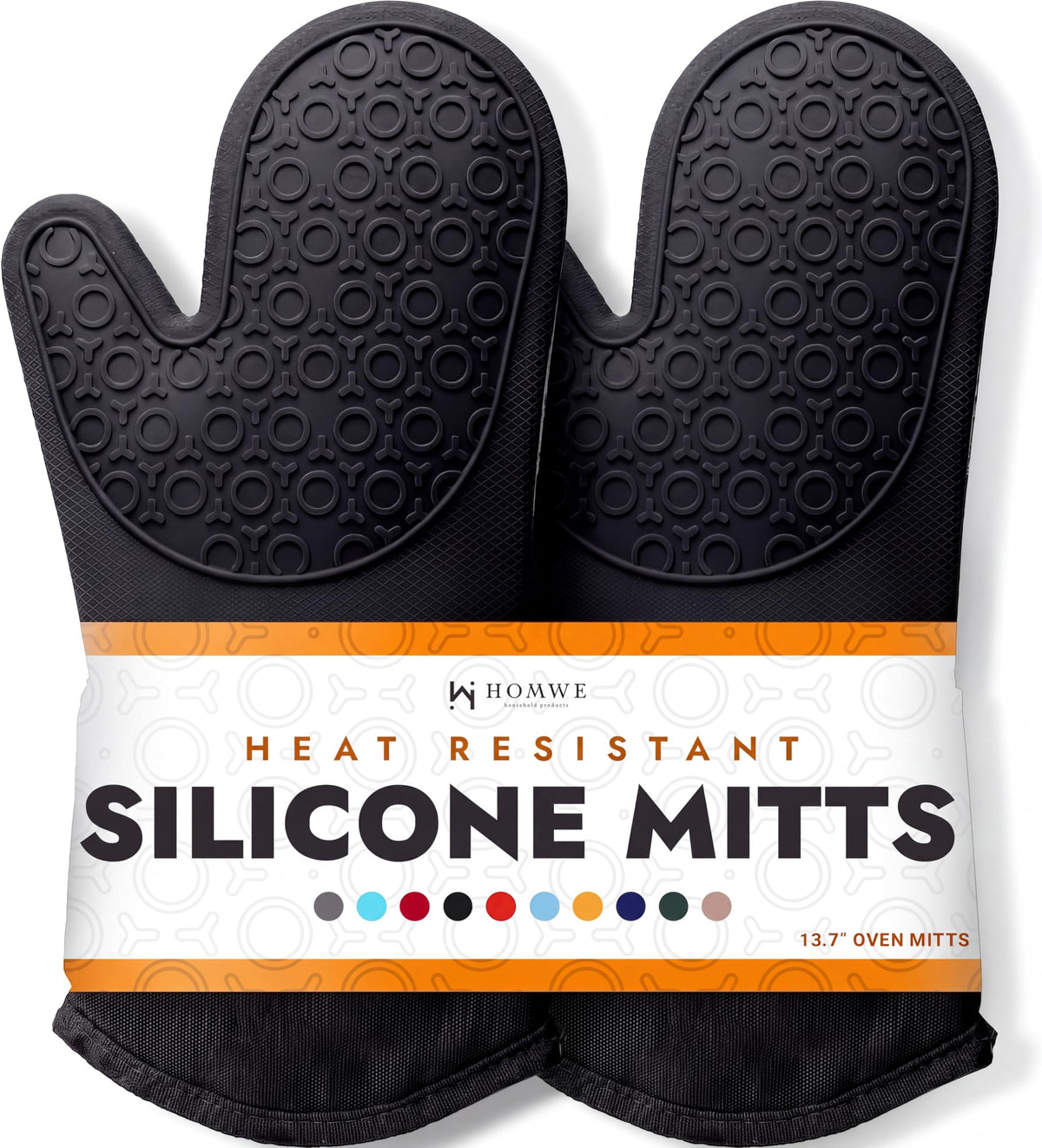 HOMWE oven mitts front view with heat protection up to 500°F