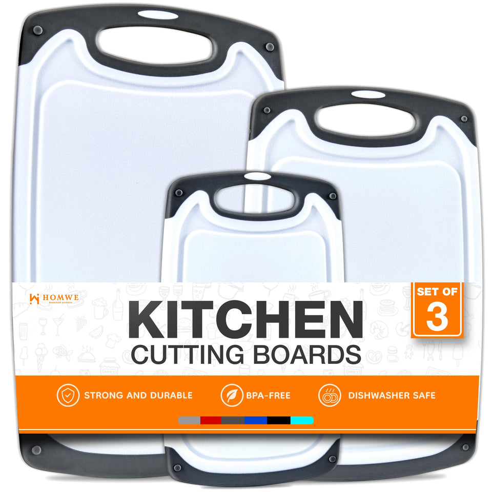HOMWE 3-piece cutting boards—large surface for roasts and vegetables.