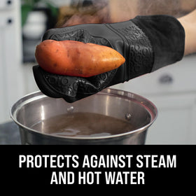 HOMWE heat resistant up to 450°F keeps hands safe during grilling and baking.